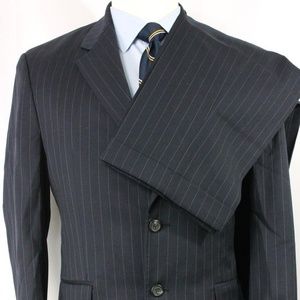 40R Lauren Ralph Lauren Navy Blue Wool Mens Suit